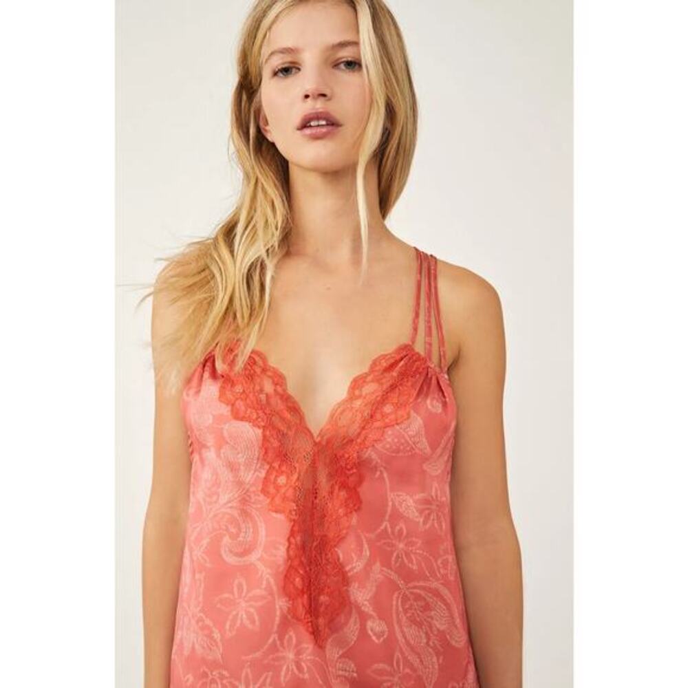 Free People Off The Coast Cami Lace Babydoll Orange‎ XS